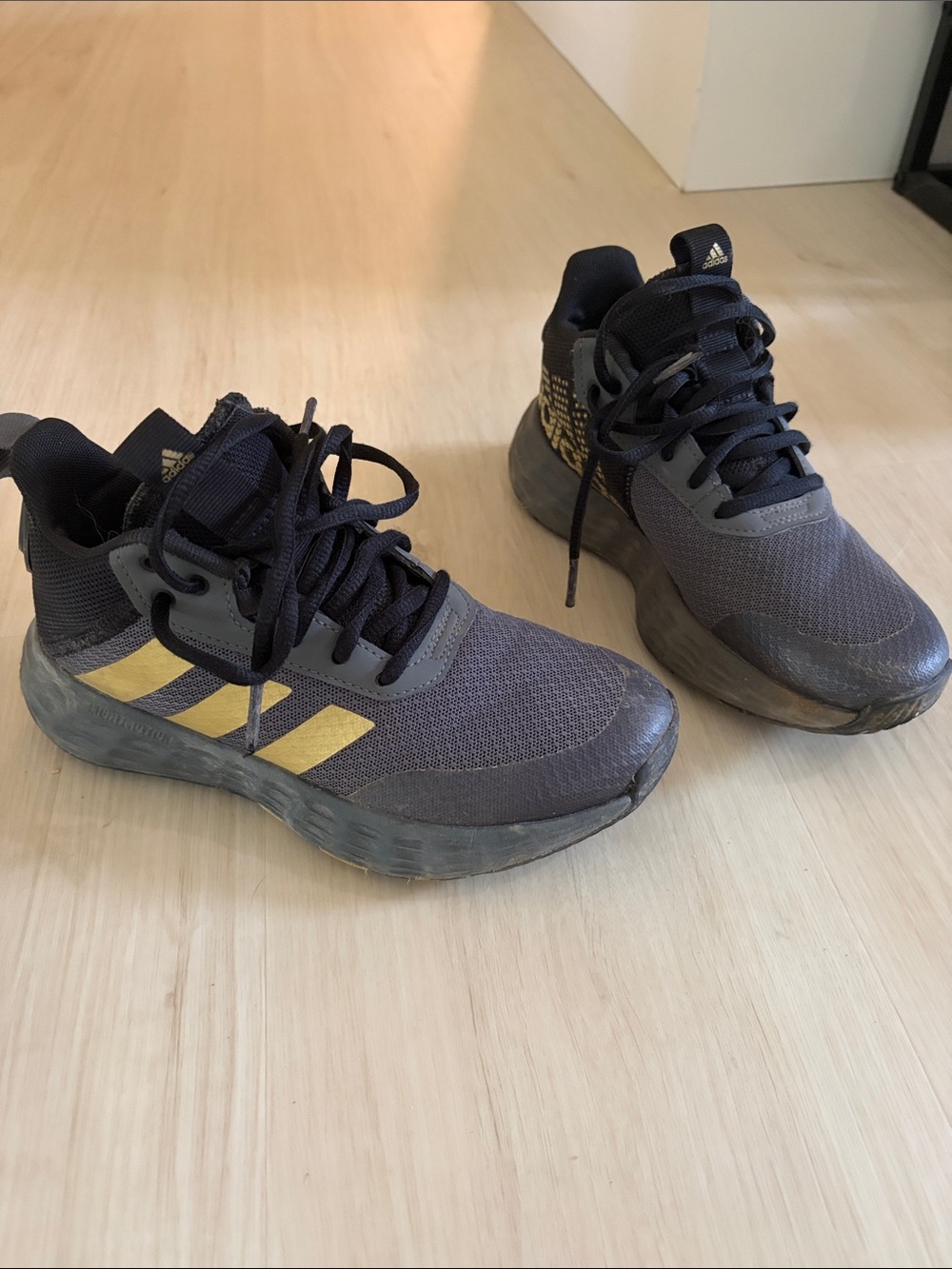 adidas Navy and Gold Mesh Training Sneakers